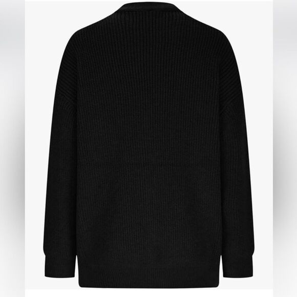 Rae mode Womens Oversized Cardigan Sweaters Casual button down size L black NWT - Picture 4 of 10